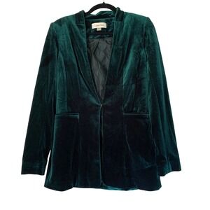 Calvin Klein Velvet Blazer Women 6 Green Emerald Holiday Academia Christmas Chic